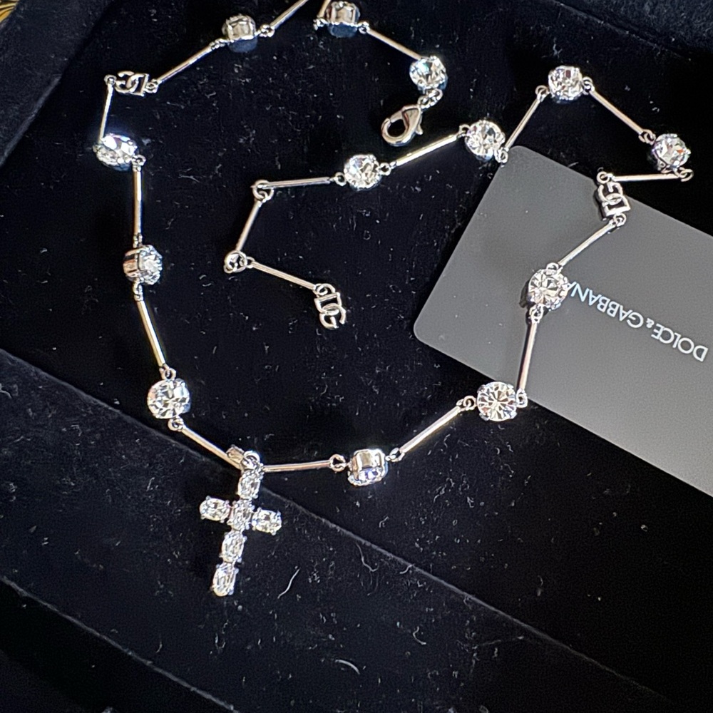 Dolce & Gabbana Gold and Silver Crystal Necklace worn once perfect condition